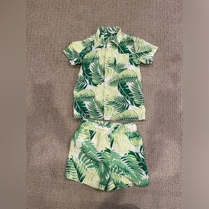Janie and Jack swimsuit and shirt. Palm leaves